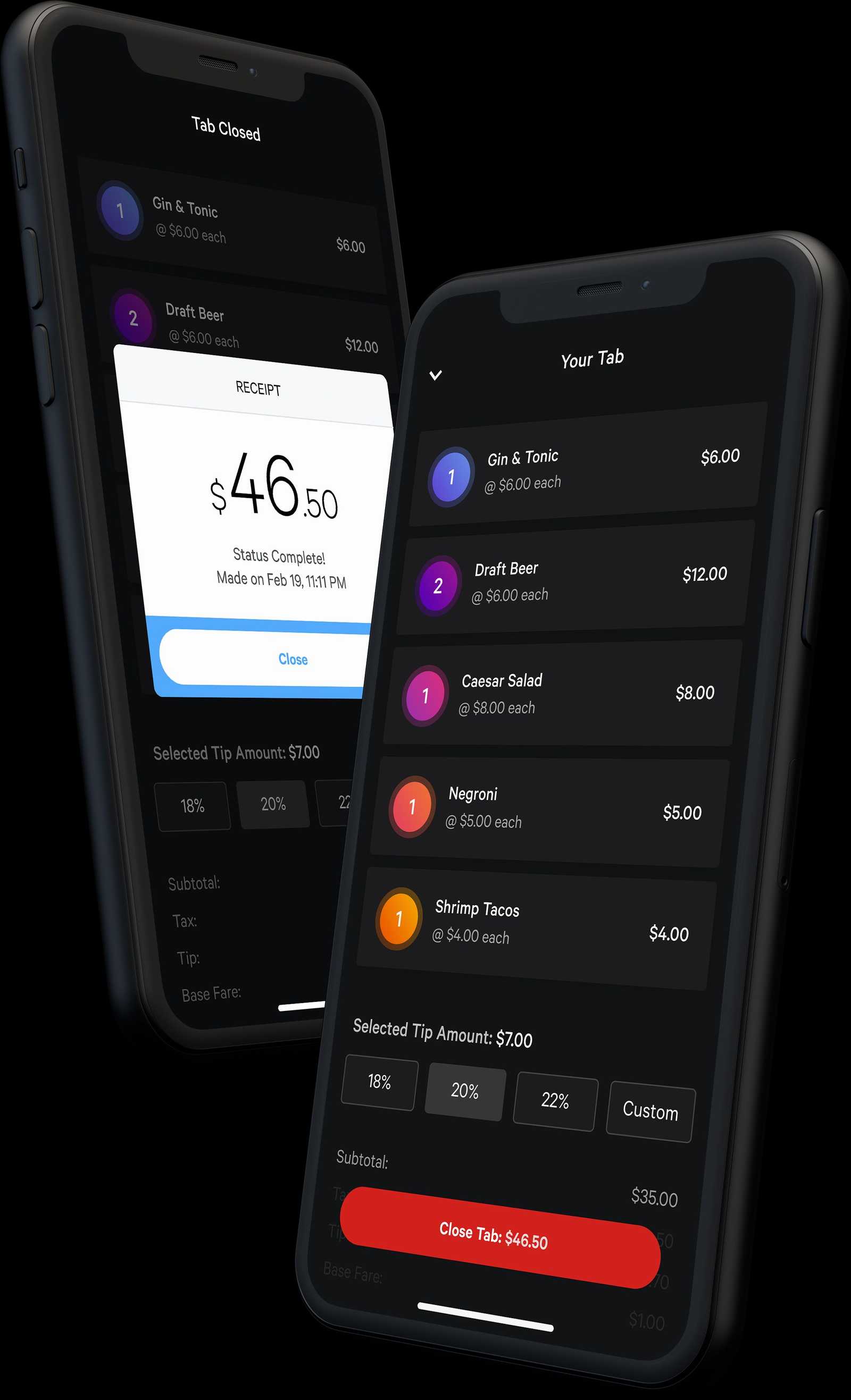 Two phones featuring the Rooam app